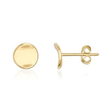 14K Solid Gold Round Disc Stud Earrings Minimal Dome Everyday Dainty Jewelry