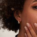 14K Solid Gold Rectangular Hoop Earrings, Minimal Geometric Huggie Hoops