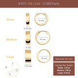 14K Gold Chunky Huggie Hoop Earrings Small Medium Large Minimal Thick Hoops