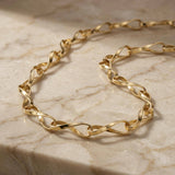 14K Solid Gold Twisted Infinity Link Chain Necklace 3.8mm