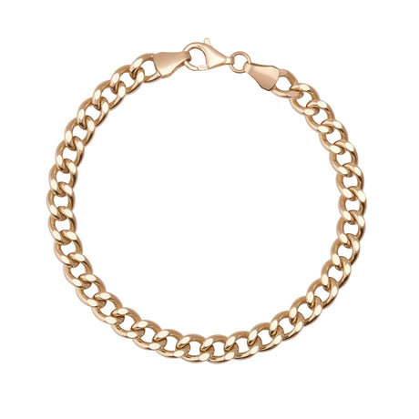 14K Solid Gold Cuban Link Bracelet, Real Gold Chain Jewelry