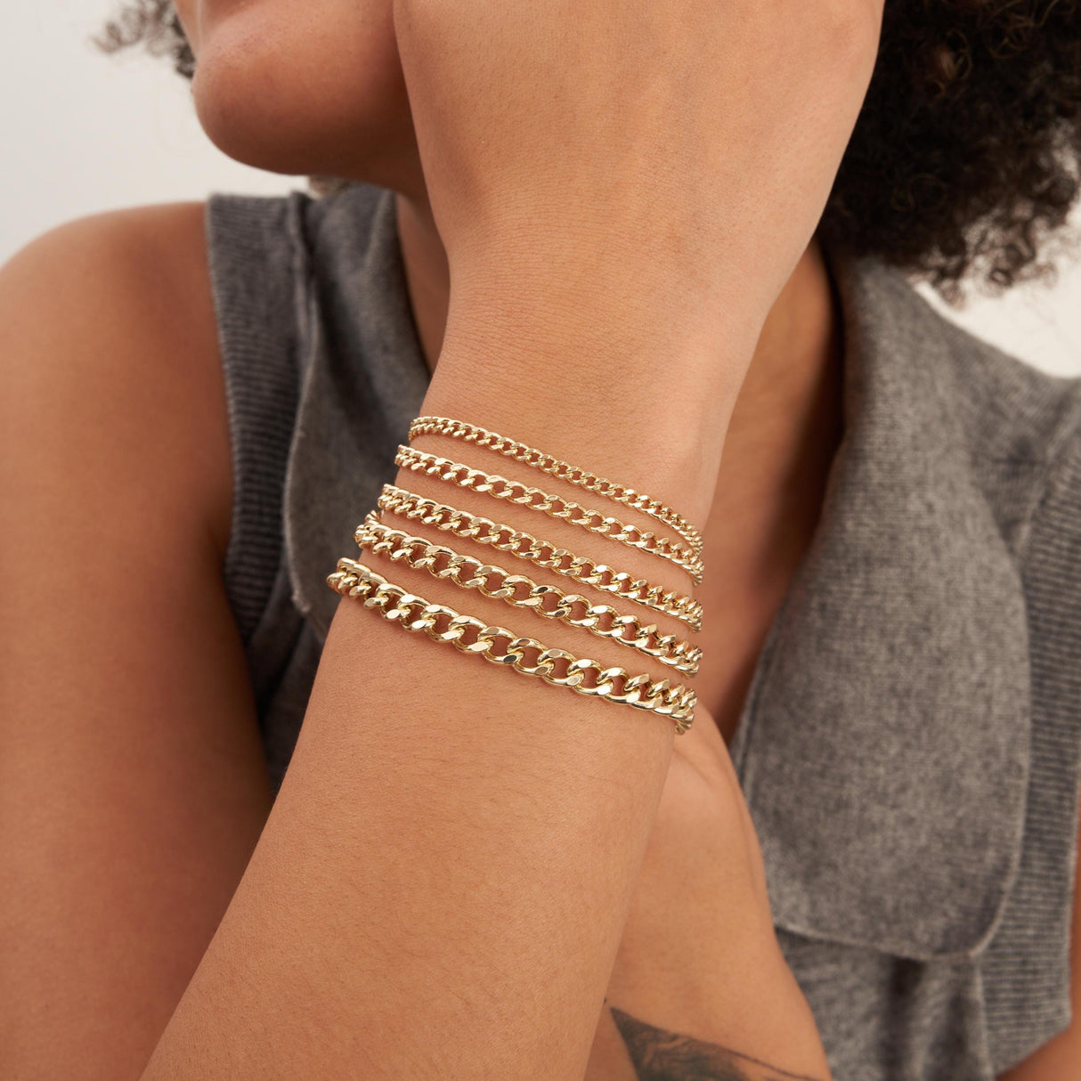 14K Solid Gold Cuban Link Bracelet, Real Gold Chain Jewelry