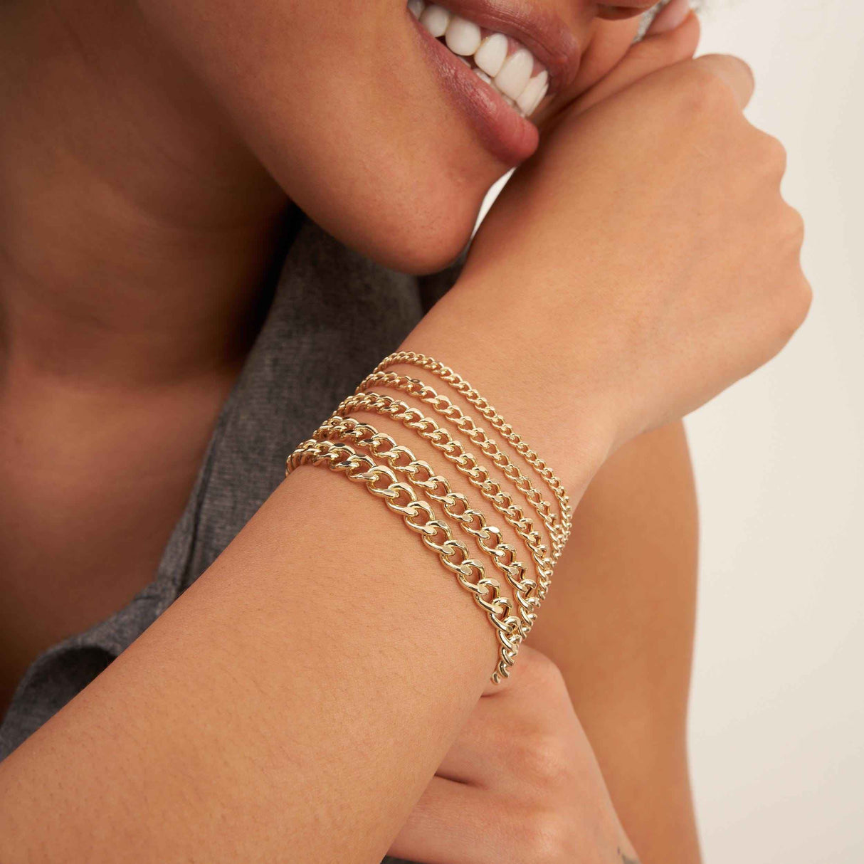14K Solid Gold Cuban Link Bracelet, Real Gold Chain Jewelry