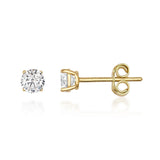14K Gold Topaz Stud Earrings 4mm Round Gemstone Blue White Peridot Minimal