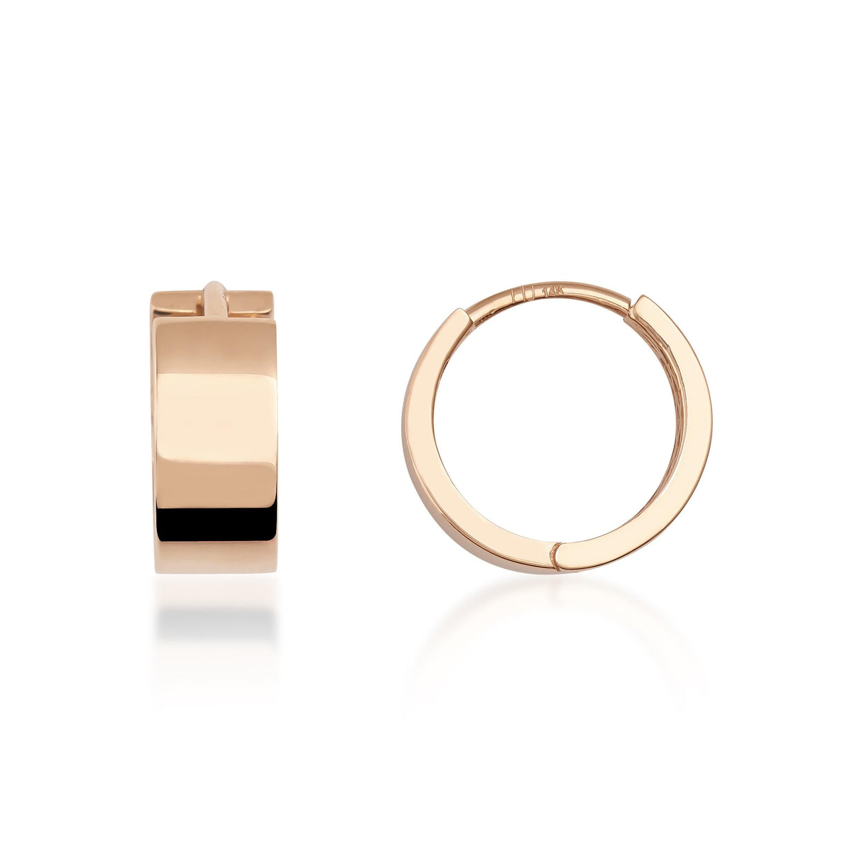 14K Gold Chunky Huggie Hoop Earrings Small Medium Large Minimal Thick Hoops