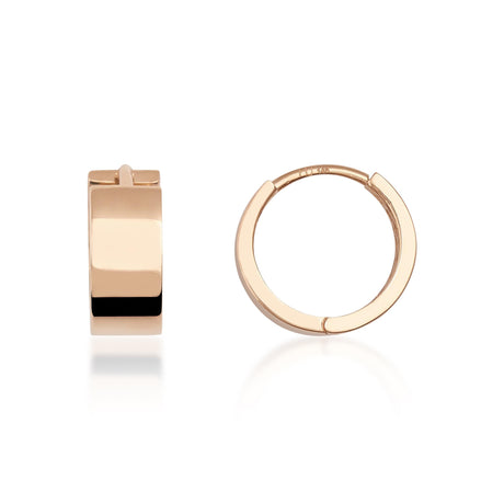 14K Gold Chunky Huggie Hoop Earrings Small Medium Large Minimal Thick Hoops