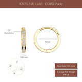 14K Gold CZ Hoop Earrings Thin Huggie Hoops Minimal Diamond Look Hoops