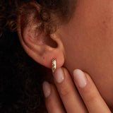 14K Gold Textured Hoop Earrings Huggie Hoops Minimalist