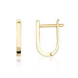 14K Gold Oval Huggie Hoop Earrings Minimal U Shape Small Gold Hoops