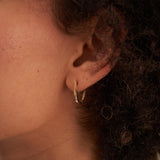 14K Gold Oval Huggie Hoop Earrings Minimal U Shape Small Gold Hoops