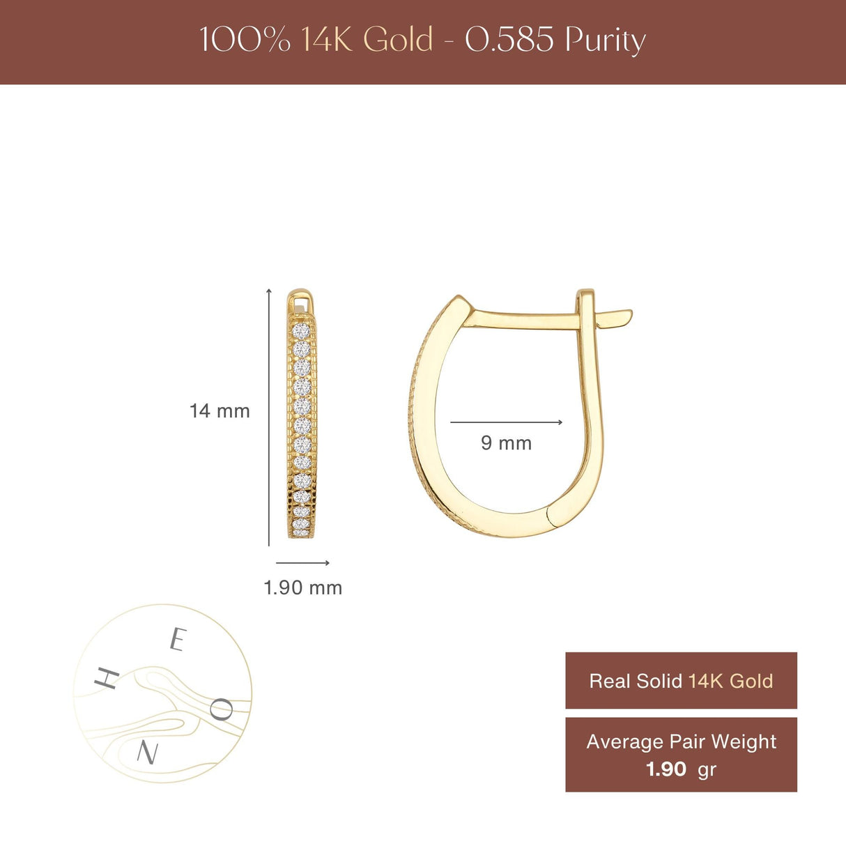 14K Gold Diamond Simulant Hoop Earrings Oval Huggie CZ Pavé Minimal Gold Hoops