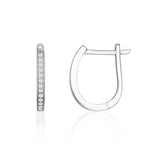 14K Gold Diamond Simulant Hoop Earrings Oval Huggie CZ Pavé Minimal Gold Hoops
