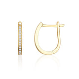 14K Gold Diamond Simulant Hoop Earrings Oval Huggie CZ Pavé Minimal Gold Hoops