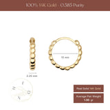 14K Gold Beaded Hoop Earrings Bubble Huggie Minimal Gold Ball Hoops