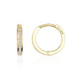 14K Gold CZ Hoop Earrings Thin Huggie Hoops Minimal Diamond Look Hoops