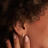 14K Gold CZ Hoop Earrings Thin Huggie Hoops Minimal Diamond Look Hoops